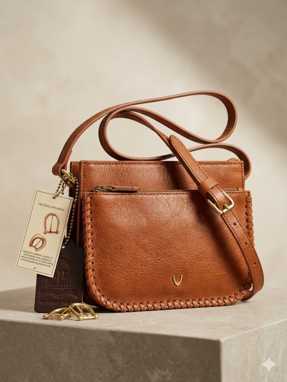 Hidesign NWT Tan Leather Crossbody Bag